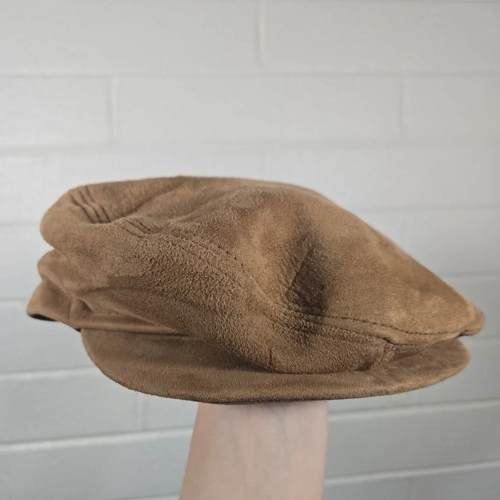 Newsboy Cap Juniors‎ Brown Faux Suede Cabbie Baker Boy Hat Flat Cap Y2K